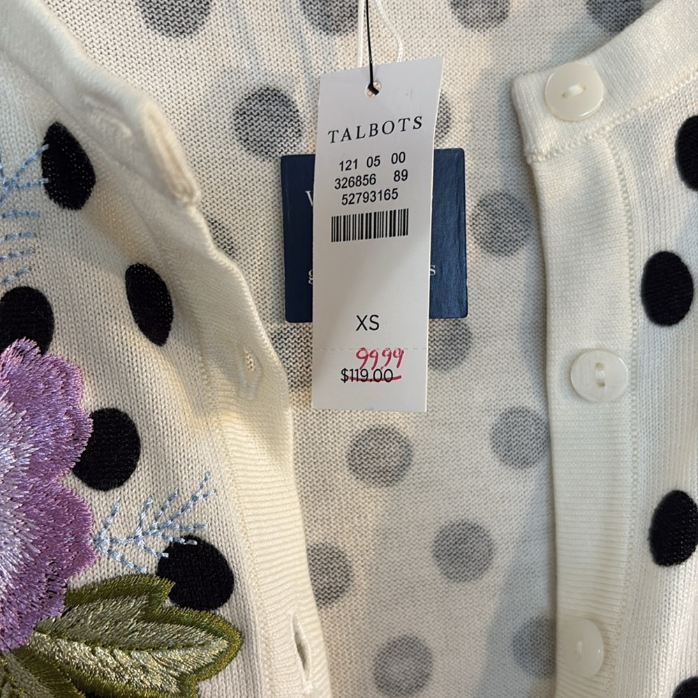Talbots Polka Dot Cardigan and tank with Floral Embroidery - Picture 7 of 8